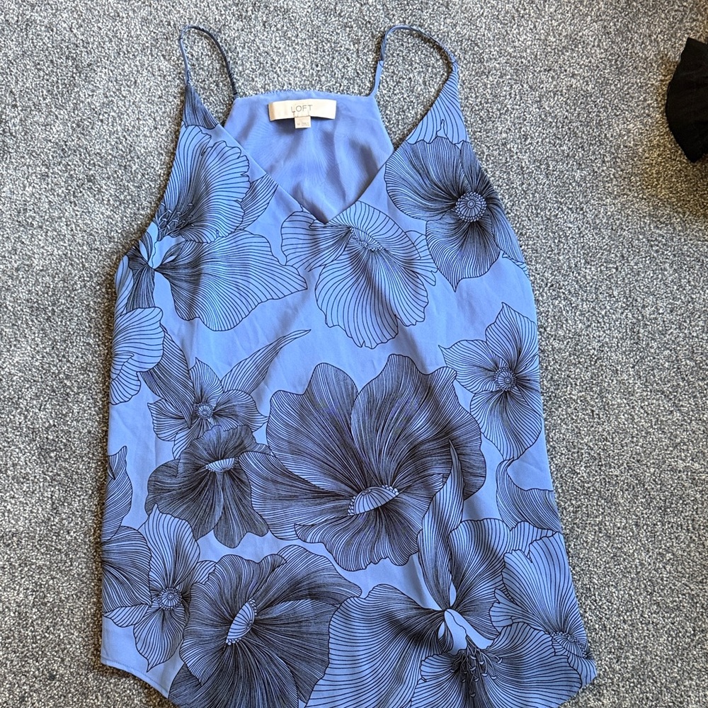 LOFT Blue and Black Floral Camisole